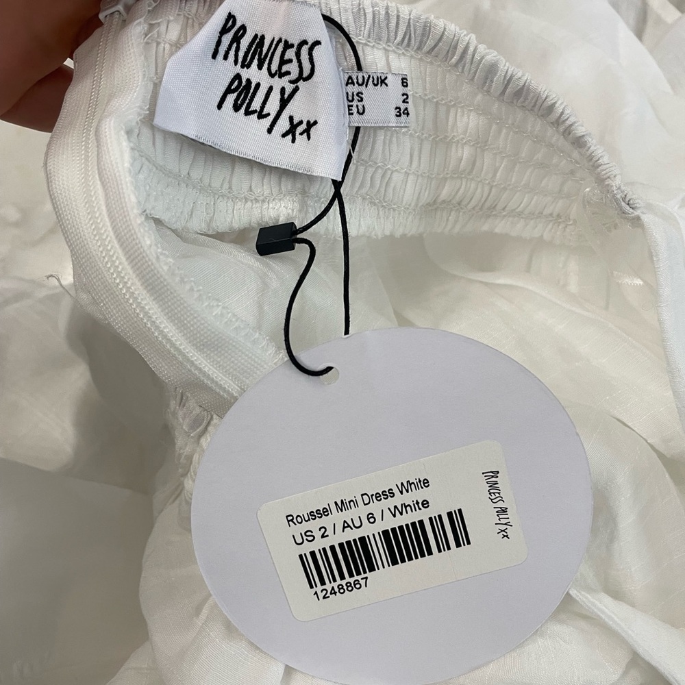 NWT Princess Polly Roussel Cut-out Breezy Summer Mini Dress lined white size 6 - Picture 8 of 10